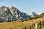 Hiking area of the Fanes Sennes Prags Nature Park near Schluderbach Carbonin in the South Tyrol, Italy.