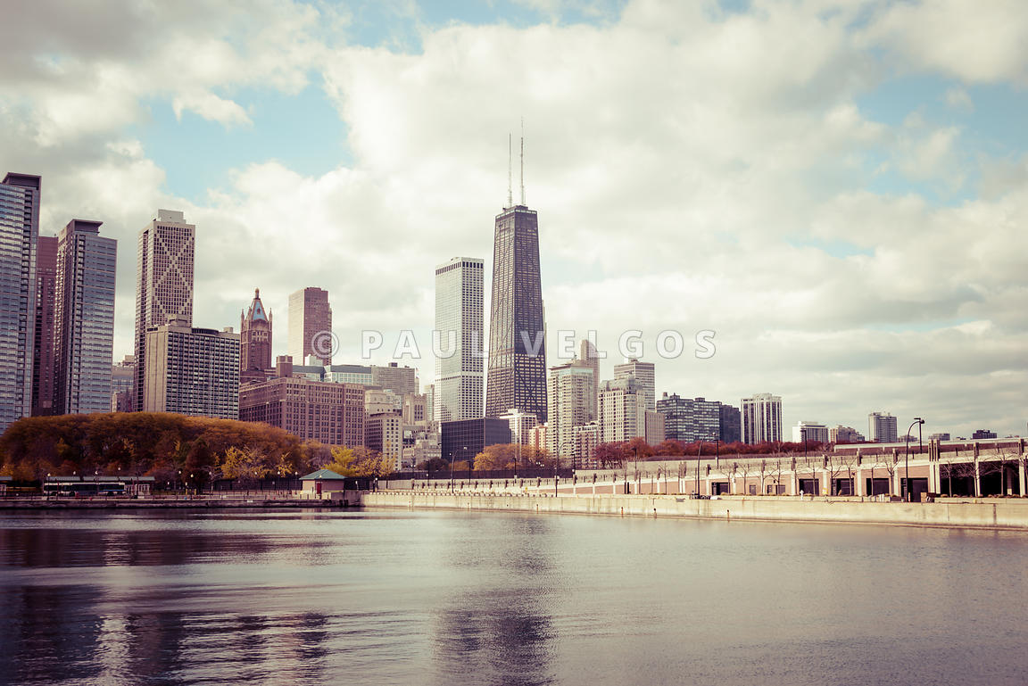 Image: Chicago Skyline Vintage Picture Large Canvas Print, Buy Stock