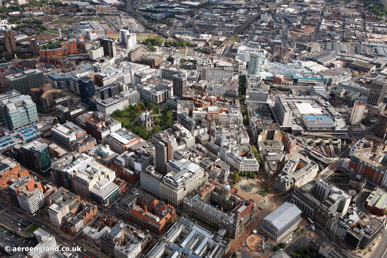 aeroengland aerial photograph of Birmingham City Centre England UK