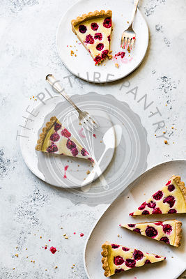 Raspberry custard tart
