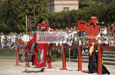Tournoi médiéval. Les cavaliers de la Licorne. Fête du cheval à Fontainebleau. Seine et Marne. France