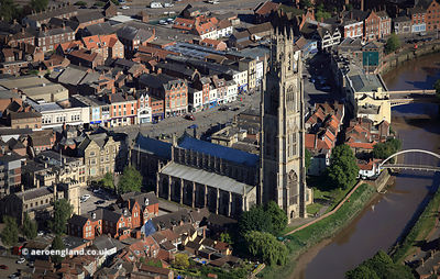 St Botolph's Church, Boston Lincolnshire, England UK. aka the "Boston Stump" aerial photograph