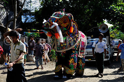 BIRMANIE, SAGAING, PROCESSION RELIGIEUSE//Burma, Myanmar, Sagaing, Procession