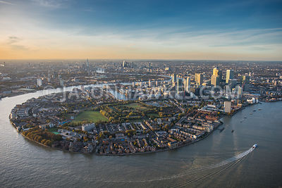 Isle of Dogs, Canary Wharf, London aerial view