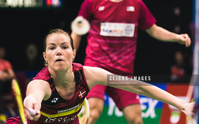 YONEX-SUNRISE Hong Kong Badminton Open Mixed Double Christinna Pedersen/Mathias Christiansen DEN v Liao Min Chun/Chen Hsiao Huan TWN at Hong Kong Coliseum on November 24, 2017. (Lampson Yip/Clicks Images)
