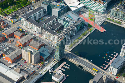 Aerial view of Grand Canal Dock, Ringsend, Dublin, Ireland