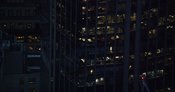 London Aerial Footage close up nighttime of 99 Bishopsgate