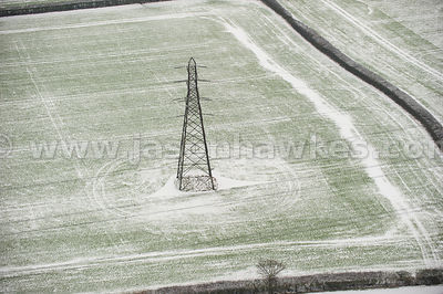 Aerial view of electricity pylons National Grid Elstree 400kv Substation, Watford