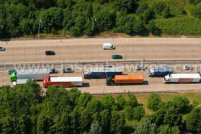 Aerial view of heavy traffic on motorway