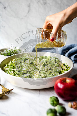Brussels Sprout Salad being prepared