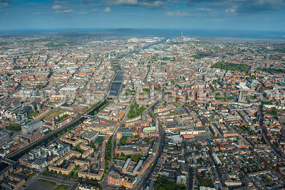 Aerial view of the River Liffey, Dublin, Ireland