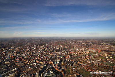 panoramic aerial photograph of Leeds Yorkshire UK