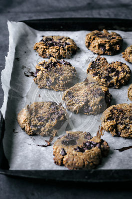 Almond rye chocolate chip cookies