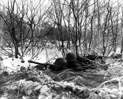 Americans on guard during Ardennes Offensive