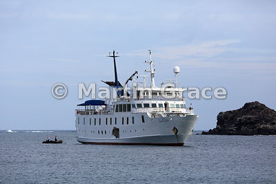 Tourist ship M/V La Pinta anchored off Punta Pitt, San Cristobal, Galapagos Islands