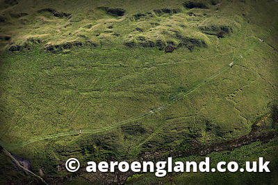 aerial photograph of the practice trenches dug in World War1 by the Sheffield Pals on Hallam Moor