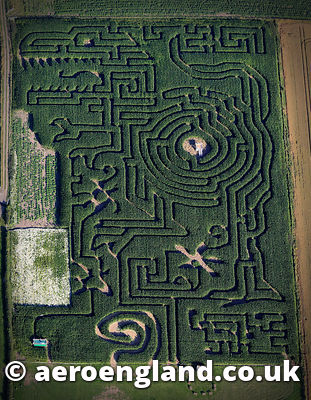 .aerial photograph of Copleys Corn Maze, Pontefract Rd, Featherstone WF7 5AF