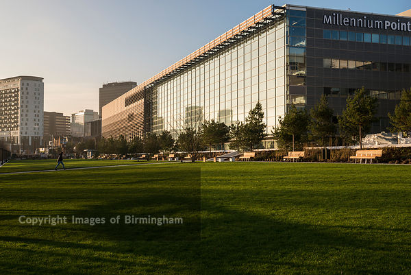 Eastside City Park is a 6.75 acre (2.73 ha) urban park located in the Eastside district of Birmingham City Centre. England, UK. Also pictured is Millennium Point.