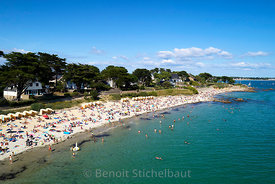 France, Morbihan (56), Carnac, Plage de Légenès (vue aérienne)