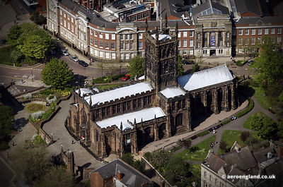 aerial photograph of St. Peter's Collegiate Church.Wolverhampton West Midlands UK