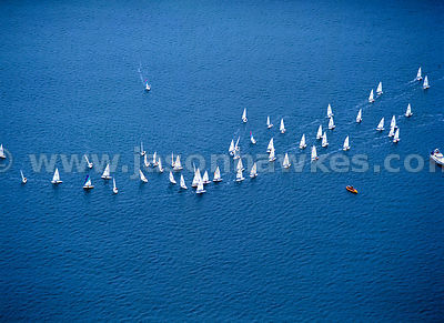 Sailing boats ( Lasers ) in race, UK.