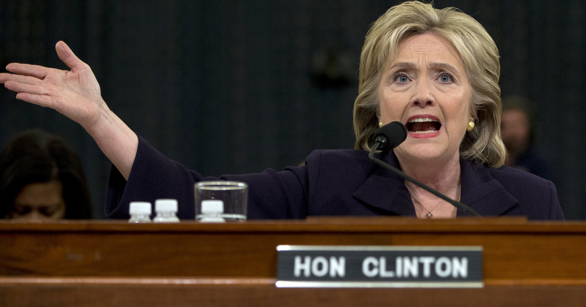 Democratic presidential candidate former Secretary of State Hillary Rodham Clinton testifies on Capitol Hill in Washington, Thursday, Oct. 22, 2015, before the House Select Committee on Benghazi. (AP Photo/Carolyn Kaster)