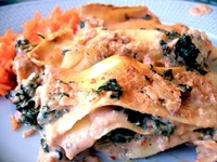 Spenatlasagne med chèvre