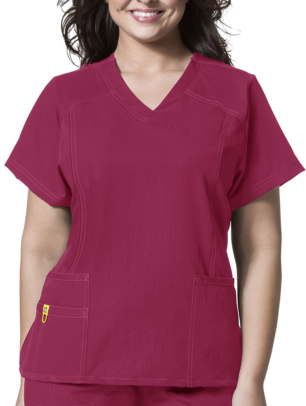 WonderWink WonderPLUS 'Curved VNeck Top' Scrub Top Plus Size Scrubs