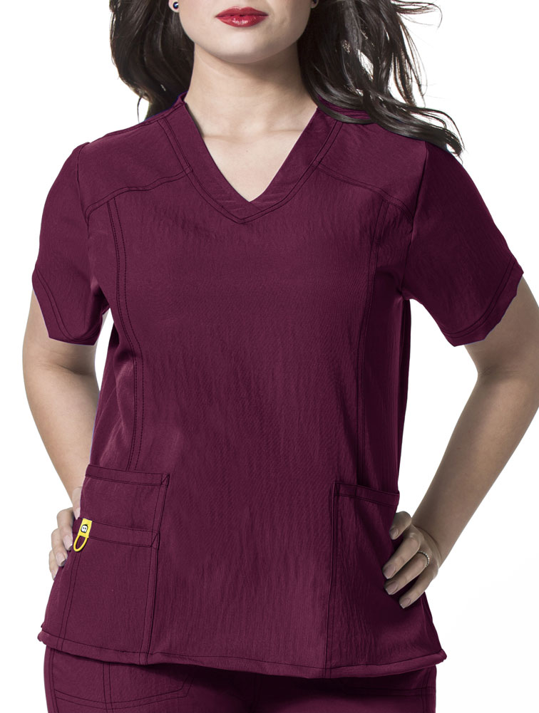 WonderWink WonderPLUS 'Curved VNeck Top' Scrub Top Plus Size Scrubs