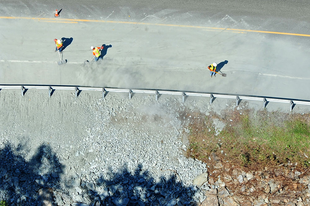 Highway crews hard at work on Route 4 headed towards Woodstock, VT.