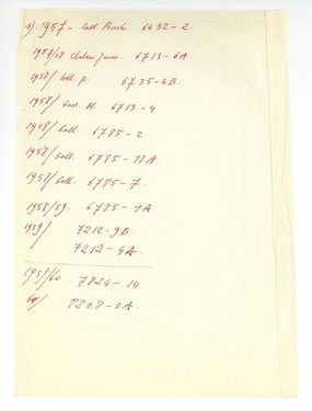 List of works made between 1957 and 1960 (different collections) corresponding with Philippi's reproductions