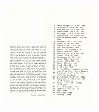 List of works included in the Jef Verheyen solo exhibition at PSK