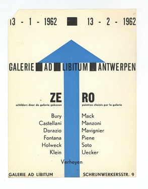 Invitation to the exhibition 'ZERO. Schilders door de galerie gekozen' in Galerie Ad Libitum, Antwerp