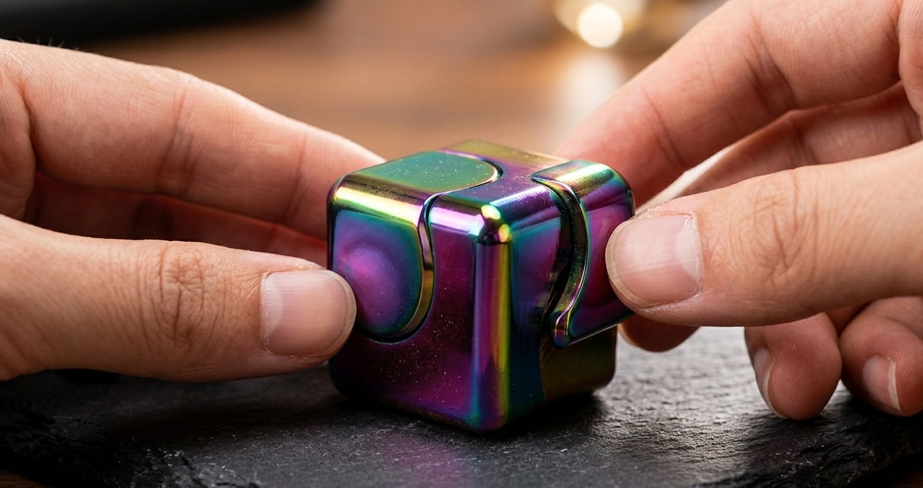 Mind Games Canada - 1902 Metal Fidget Cube: A Compact Stress Relief Desk Toy