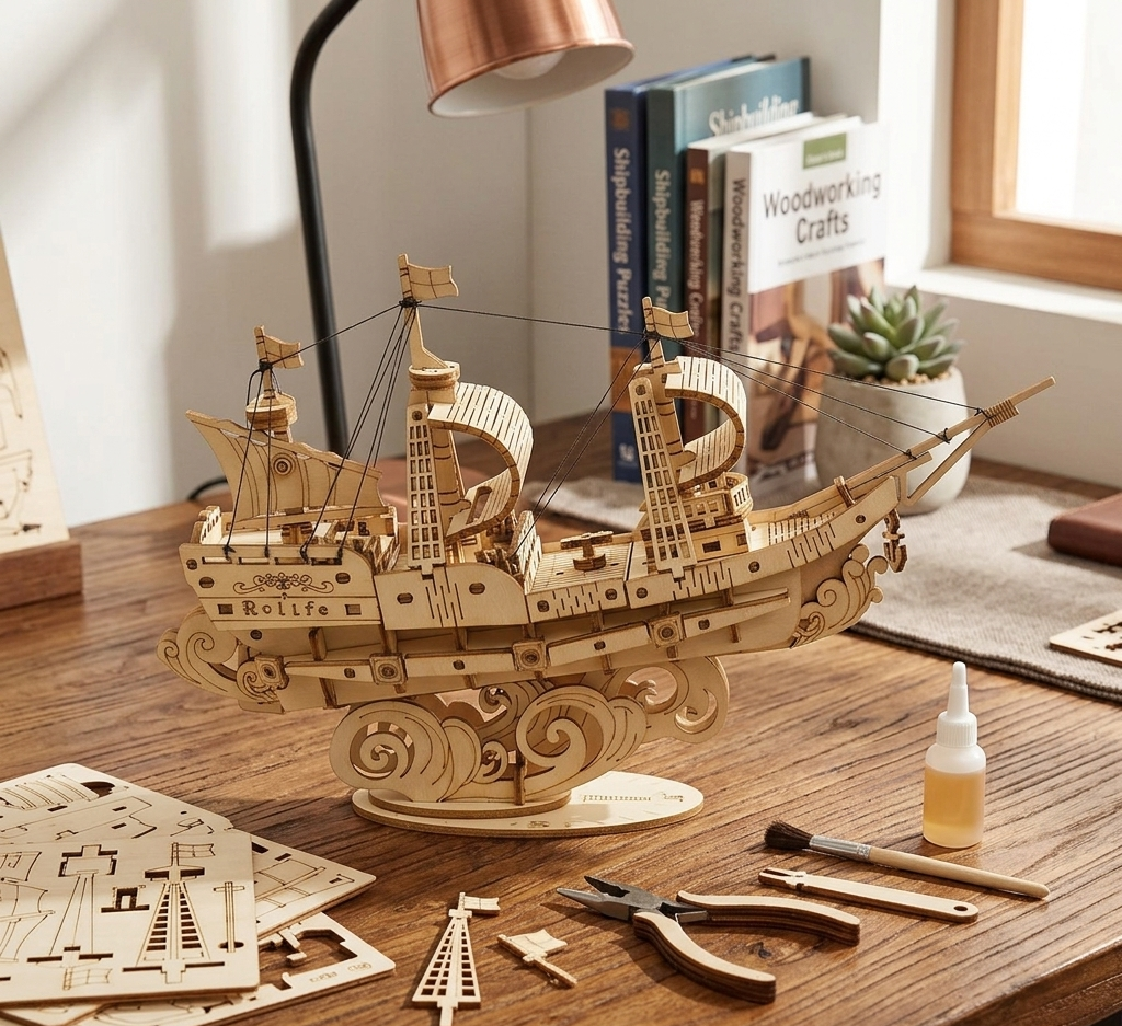 Mind Games Canada - 1902 Discover the 3D wooden puzzle sailing ship. A DIY wooden model kit perfect for creative hobbies, stress relief, and home décor.