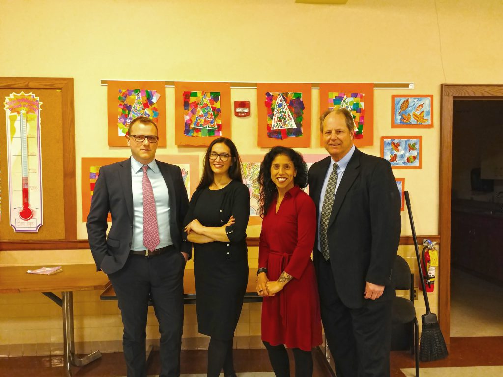Andy Kraus, 3TC’s community ambassador to Garden City, joins 3TC’s Travis Brennan and LIRR Government & Community Affairs Managers Ryan Attard and Vanessa Lockel at a community meeting in Garden City in March.