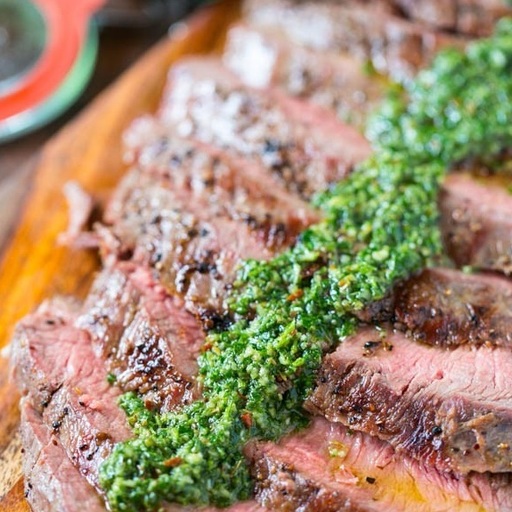 Modernmeal Broiled Flank Steak with Chimichurri Sauce