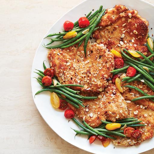 Modernmeal Hazelnut Chicken Schnitzel with Garlicky Green Beans