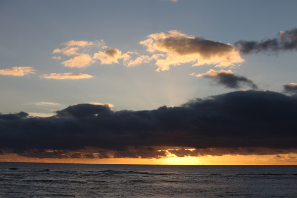 Poipu beach at sunset