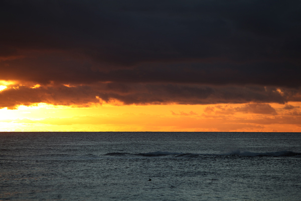 Poipu beach at sunset