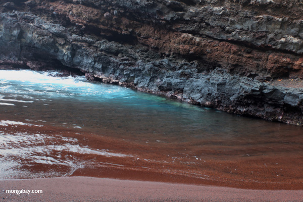 Secret red sand beach near Hana