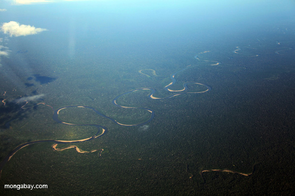 Remote river in the Andes-Amazon foothills