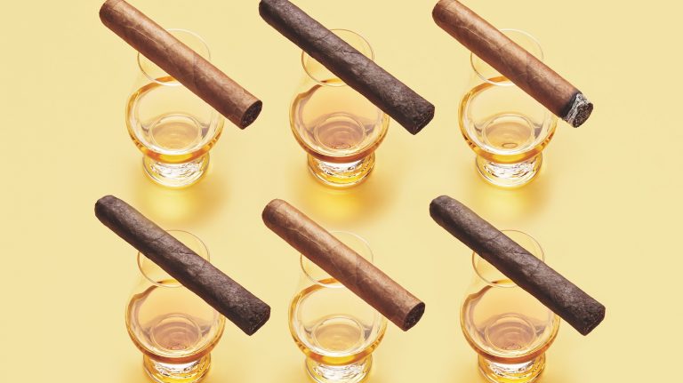 cigars rest on glencairn glasses