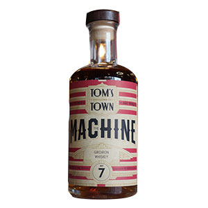 A bottle of Tom's Town Machine No. 7: Gridiron Whiskey.
