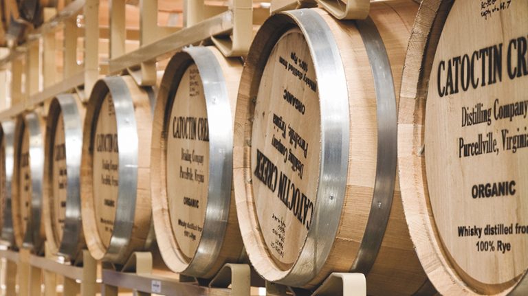 A row of barrels labeled Catoctin Creek.