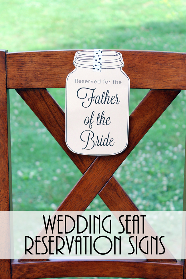 Wedding Seat Reservation Signs - MyPrintly