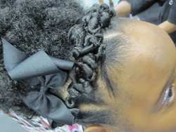 mizanibraids3.jpg - 4a, Short hair styles, Medium hair styles, Kids hair, Updos, Kinky hair, Braids, Female, Black hair, Formal hairstyles, Kinky twists, Afro puff, Natural Hair Celebration, Textured Tales from the Street hairstyle picture