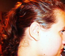 Side of my attempted curlhawk - Brunette, Blonde, Updos, Long hair styles, Readers, Styles, Female, Curly hair, Teen hair, Mohawk, Punk hair, Ponytail hairstyle picture