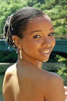 Micro Flat Twist - Brunette, Updos, Kinky hair, Wedding hairstyles, Styles, Female, Black hair, Adult hair, Prom hairstyles, Formal hairstyles, Homecoming hairstyles, Flat twists hairstyle picture