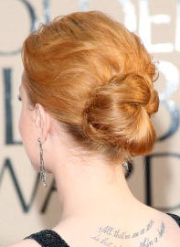 Rachel Wood - Redhead, Celebrities, Wedding hairstyles, Female, Adult hair, Straight hair, Prom hairstyles, Formal hairstyles, Homecoming hairstyles, Knots, Buns hairstyle picture